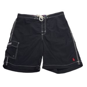 Vintage Polo Ralph Lauren Swim Trunks Size Large Black Mesh Lined
